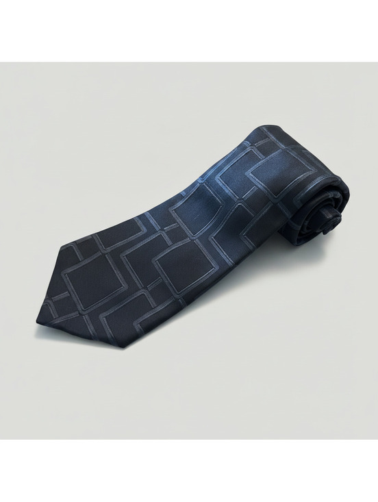 Tom James Other - Vintage Filo A' Mano by Tom James 100% Silk Geometric Tie Black Navy Made In USA